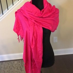 Hot pink fringed scarf/wrap